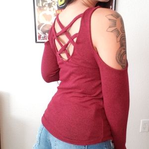 Red sexy long sleeve top